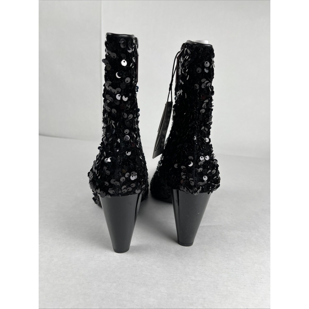 Zara Black Sequin Ankle Boots - Picture 5 of 8